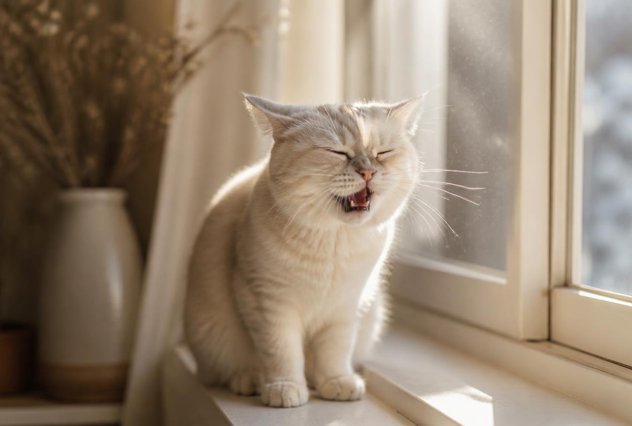 Cover photo for the article Cat sneezing: colds, dust and the signs that need a vet