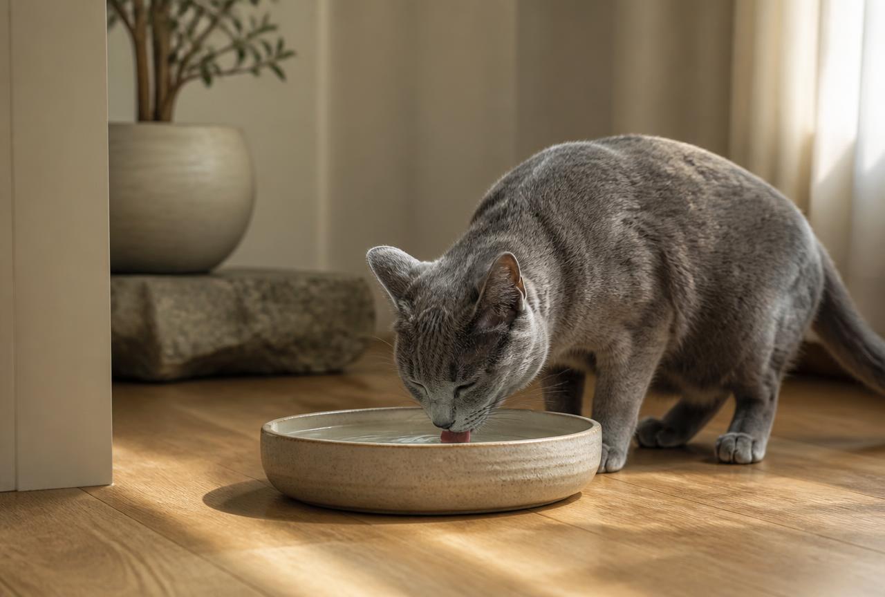 Cover photo for the article How much water should a cat drink?