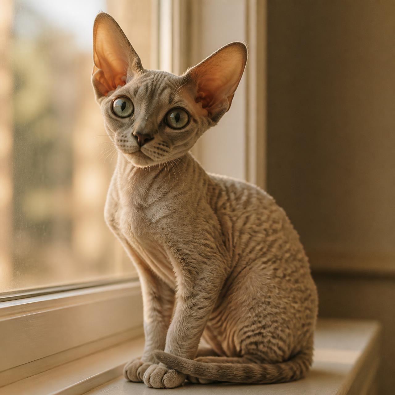 Devon Rex cat portrait