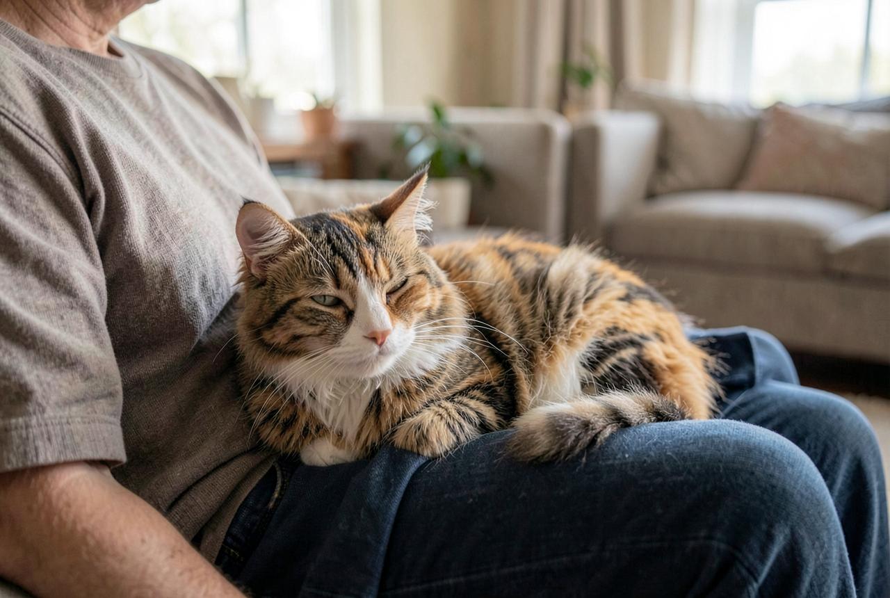A Ragamuffin being cradled in a person’s arms, body completely relaxed