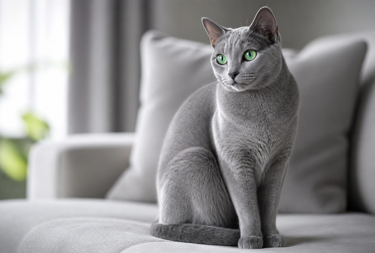 Russian Blue cat portrait