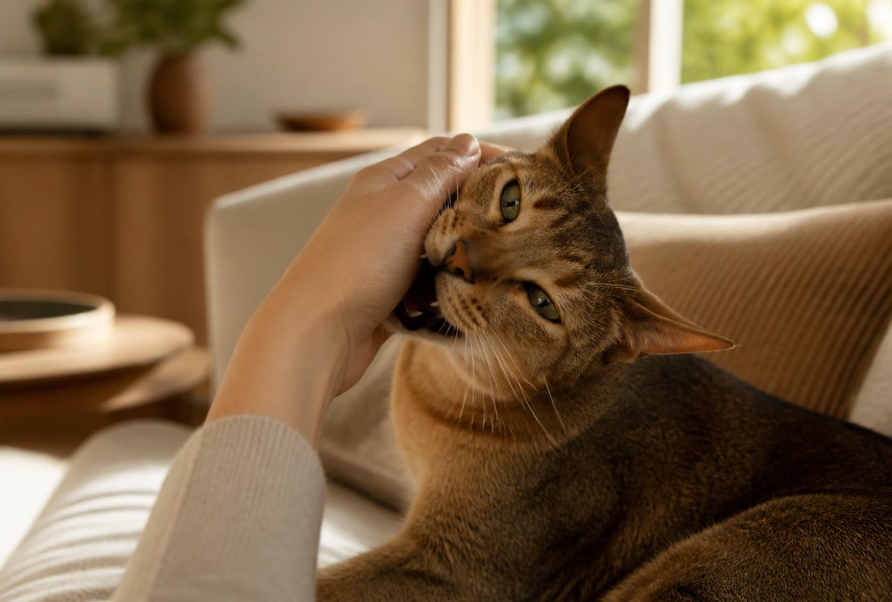 Cover photo for the article Why does my cat bite me? From love bites to the real thing
